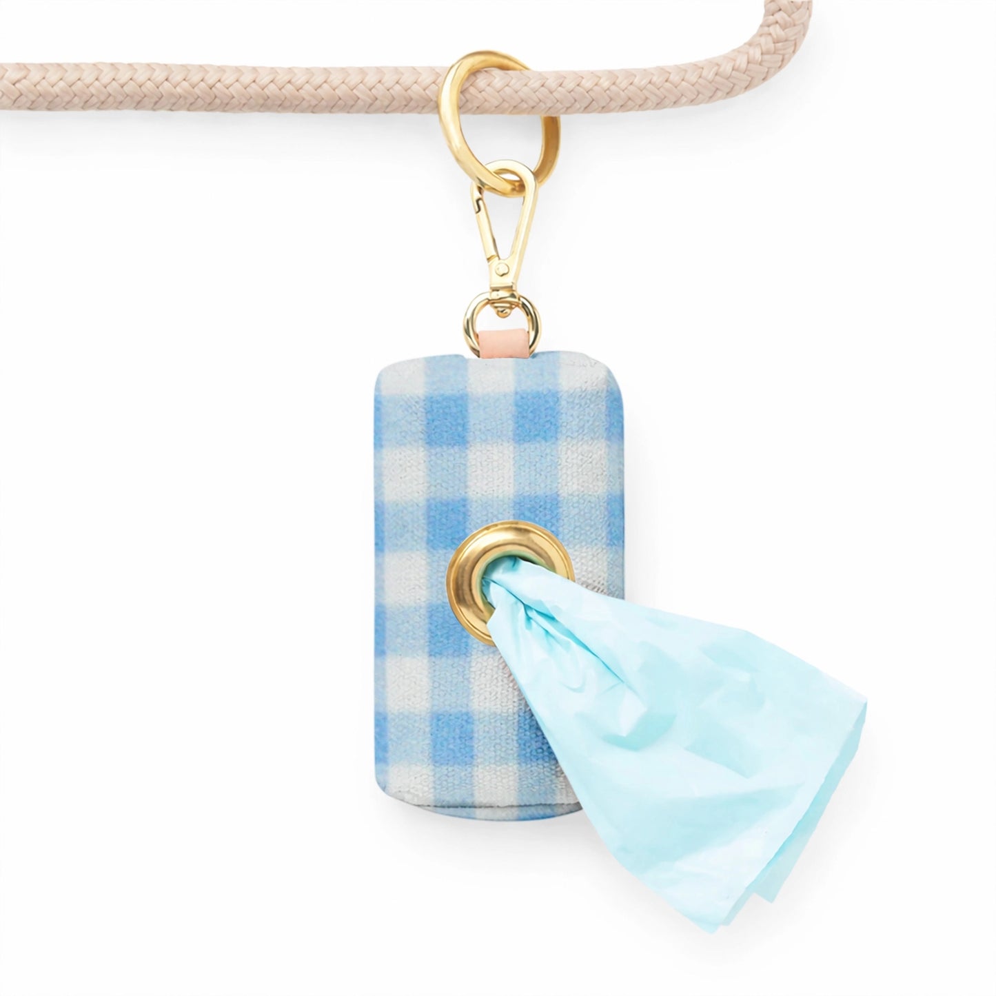 Blue Plaid Waste Bag Holder