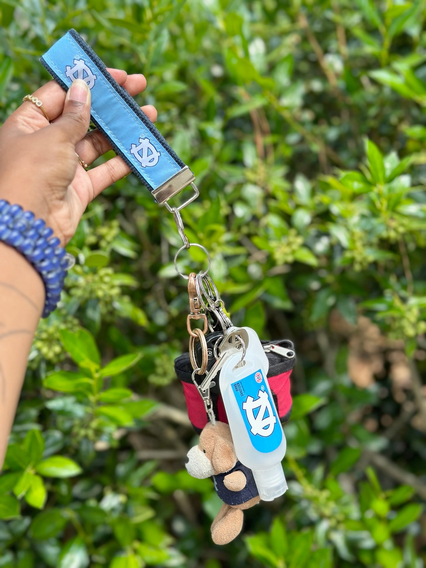 UNC Tar Heels Wristlet Strap Keychain Embroidered