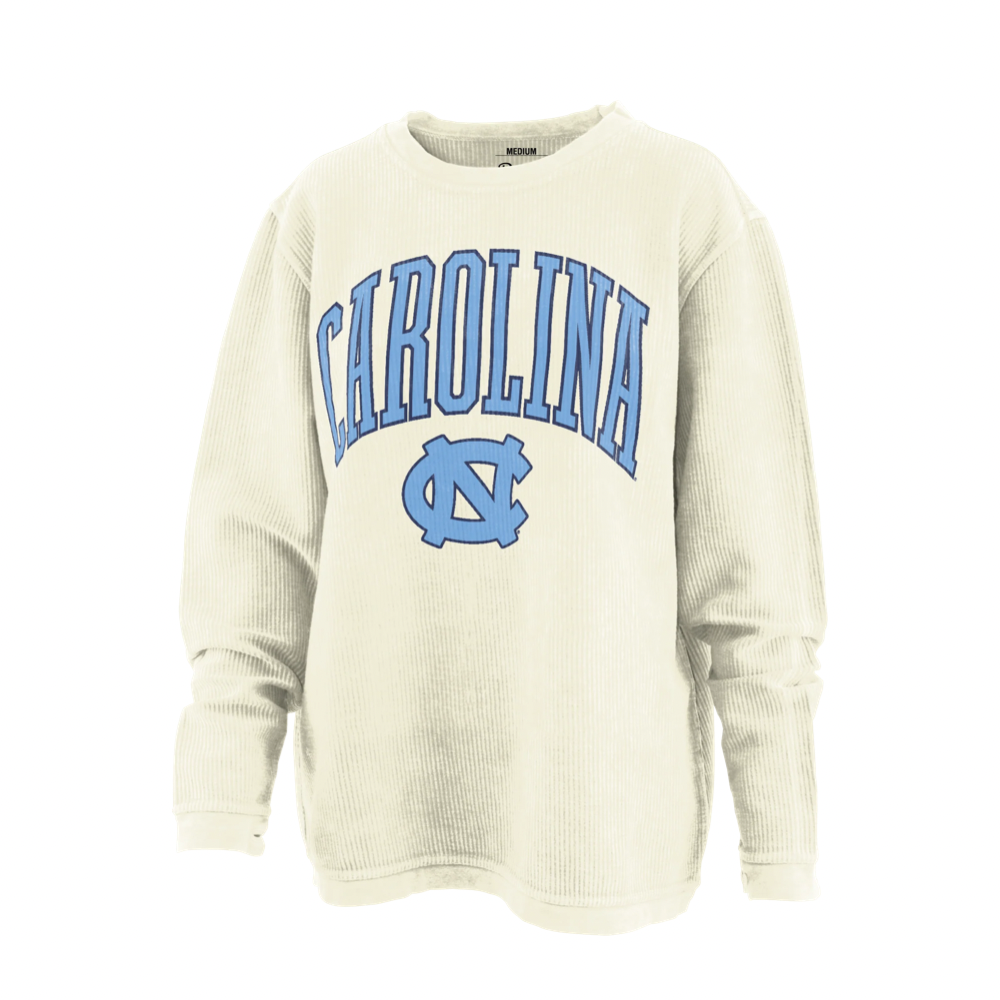 Carolina Tar Heels Corduroy Crewneck Sweatshirt in White