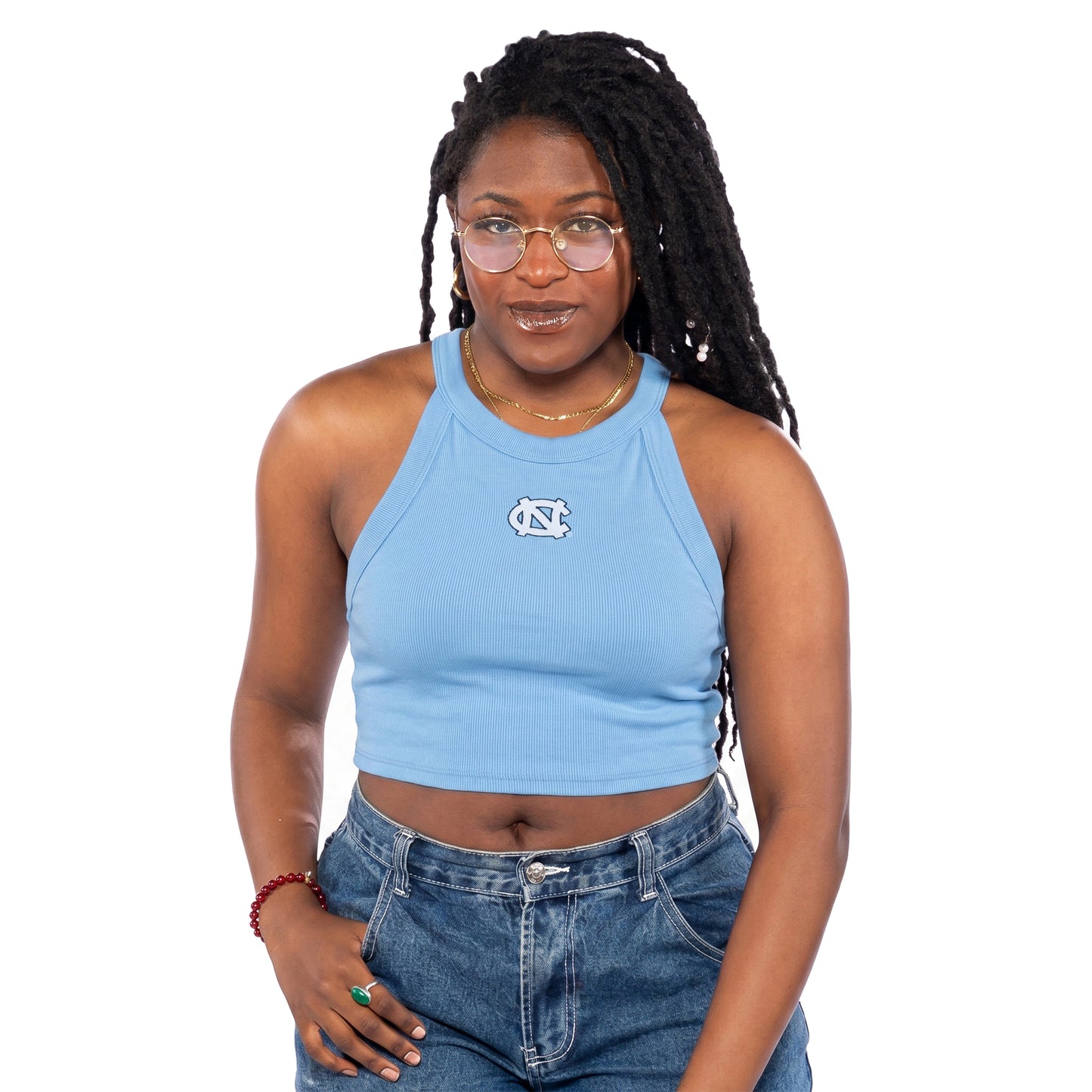 Carolina Tar Heels Blue Embroidered Logo Halter Top