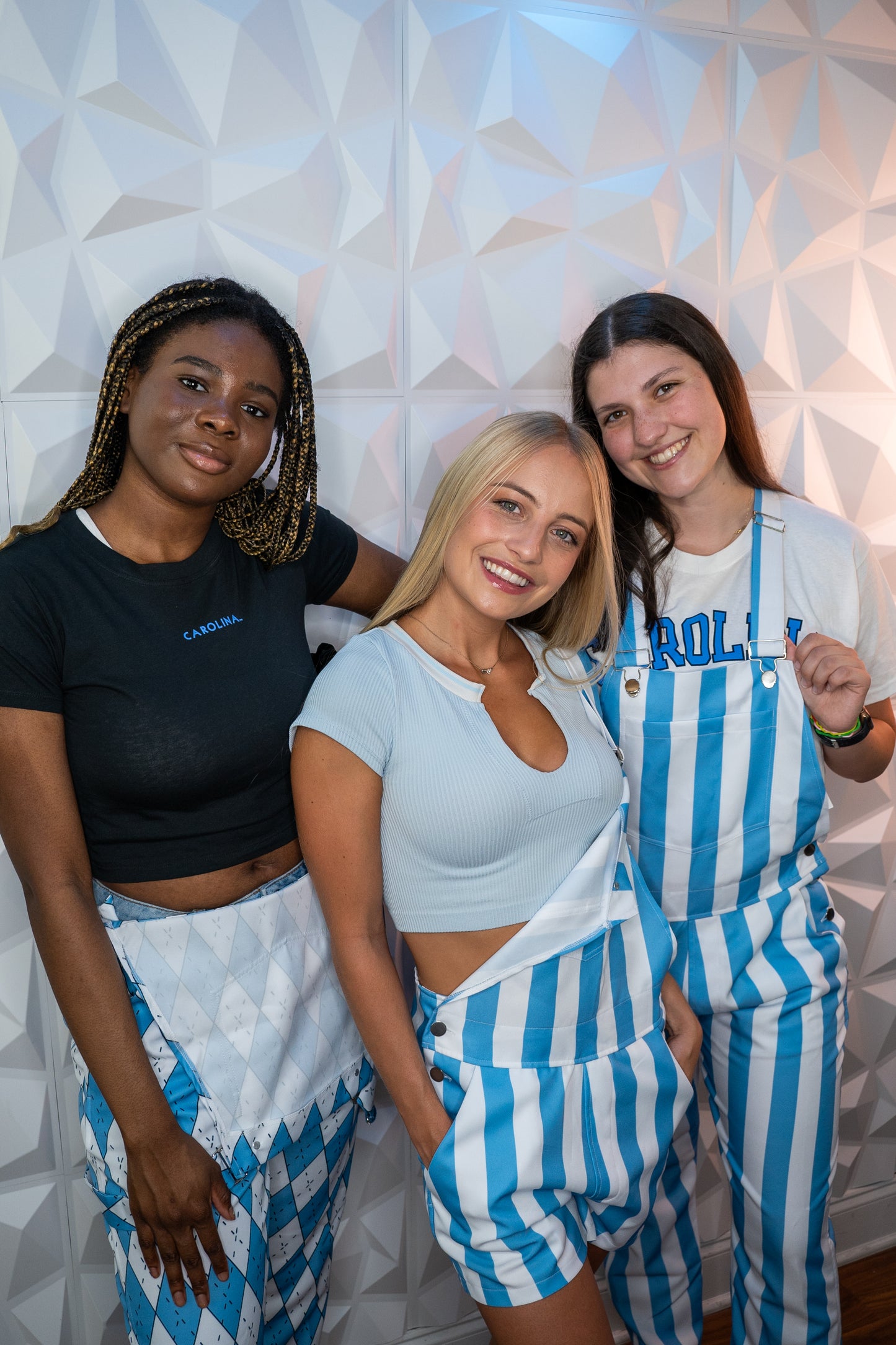 Carolina Blue and White ARGYLE Overalls BIBS for Game Day