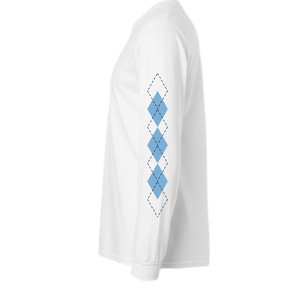 Carolina Basketball Argyle on White Long Sleeve T-Shirt