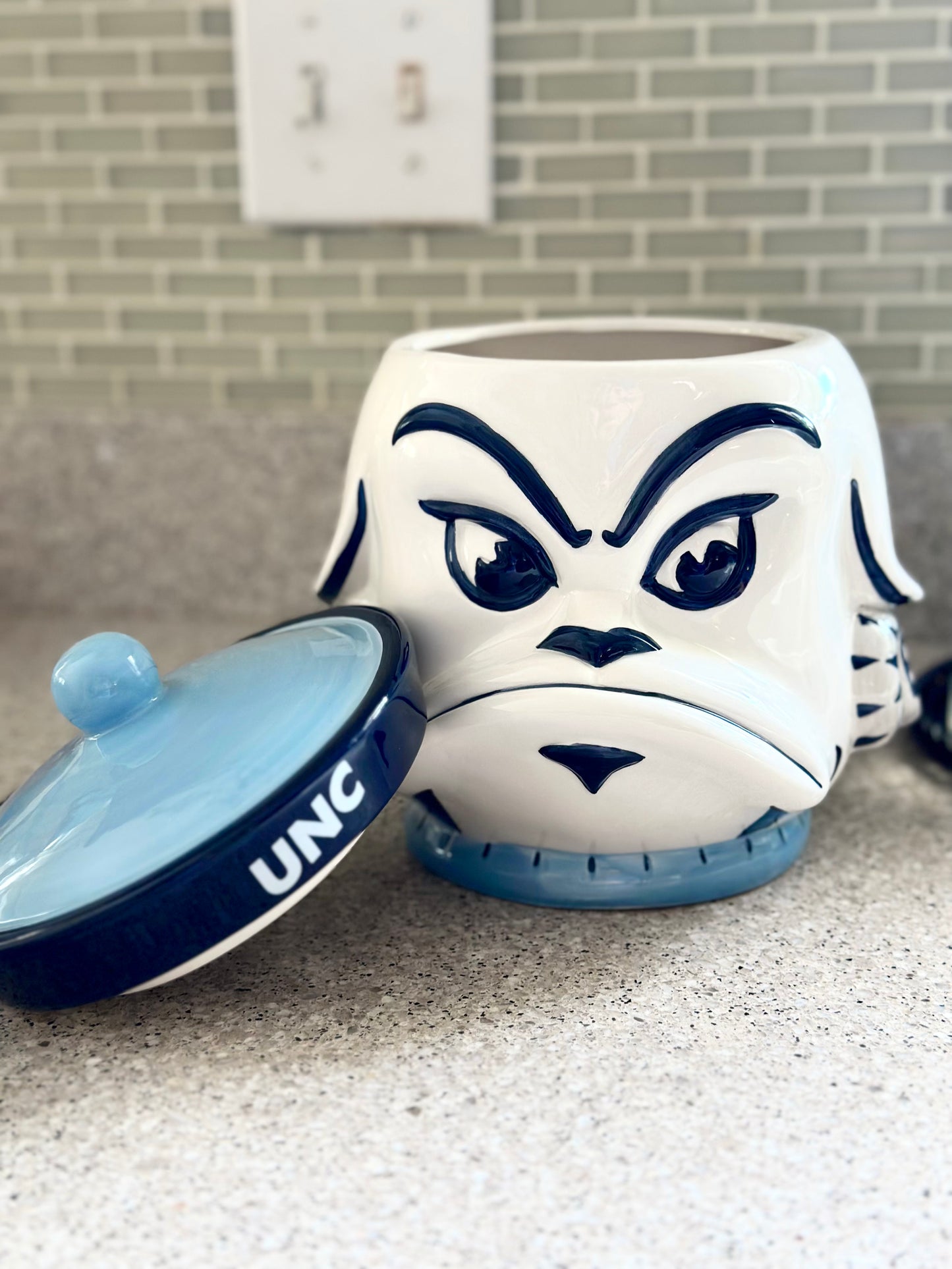 North Carolina Tar Heels Mascot Rameses Ceramic Cookie Jar with Lid