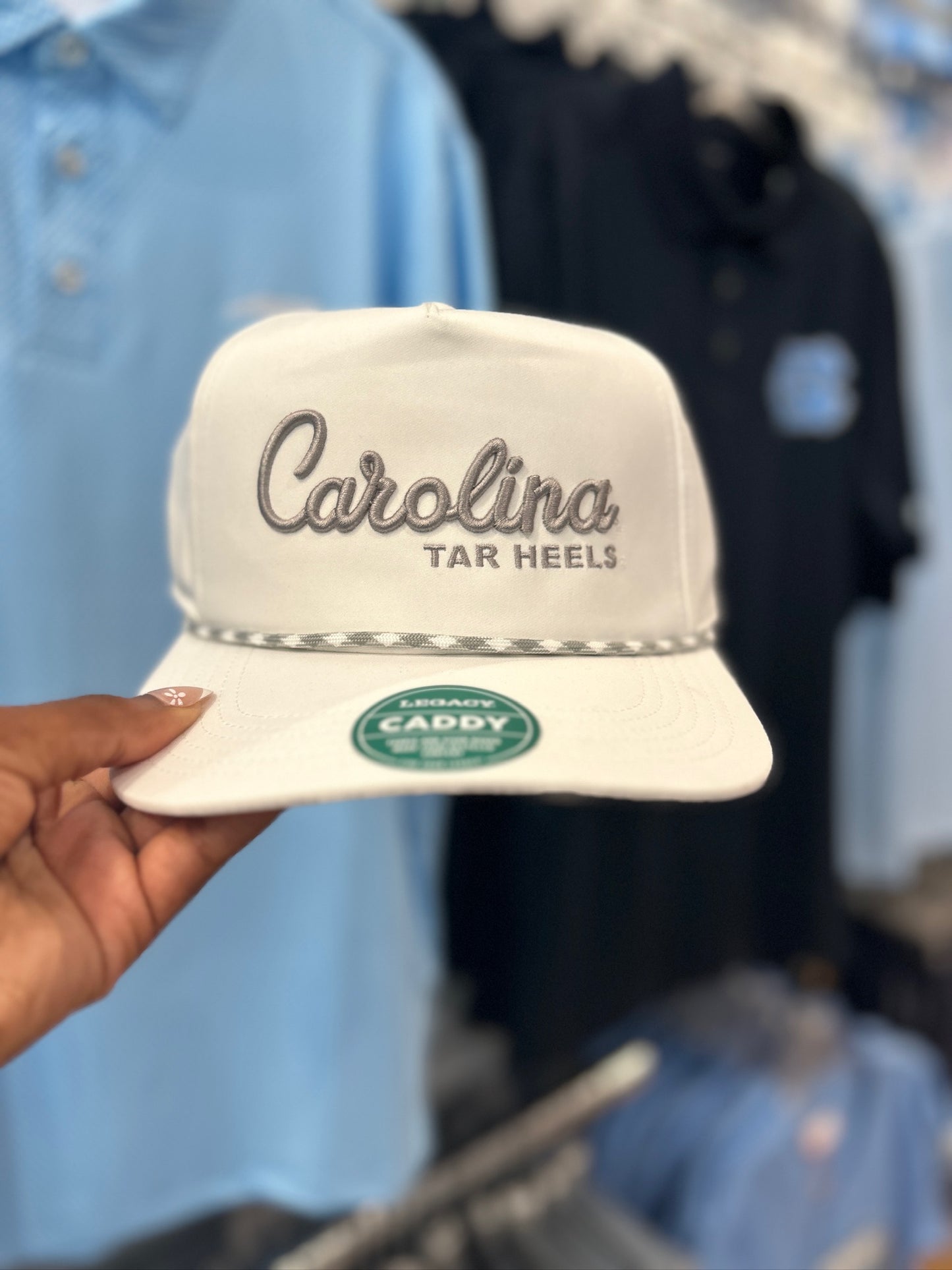 North Carolina Tar Heels Caddy White Hat with Adjustable Back