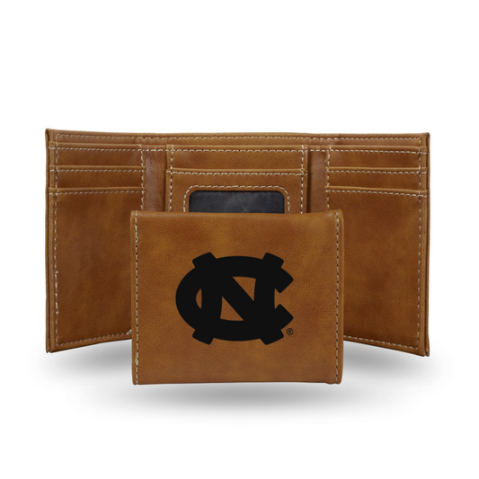 North Carolina Tar Heels Brown Leather Wallet Trifold