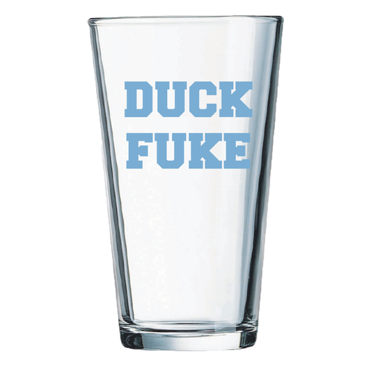 Duck Fuke Pint Glass in Carolina Blue for UNC Fans 16 oz