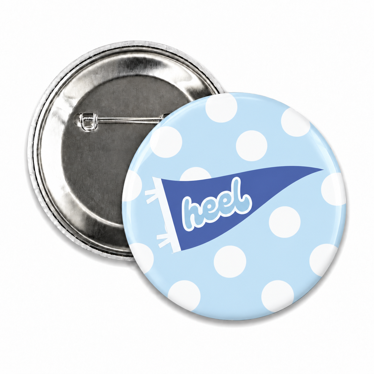 Polka Dot Heel Pennant Button Pin 2.25"