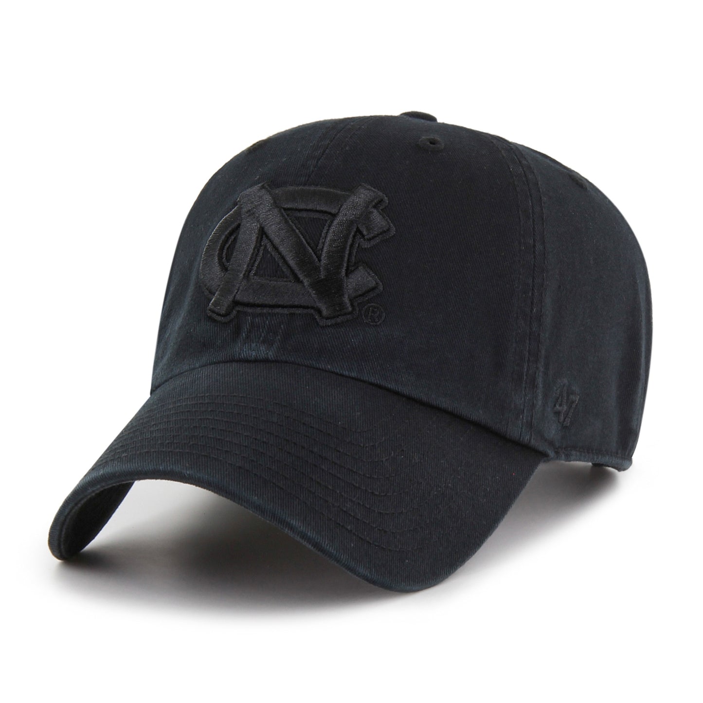 Carolina Tar Heels Black on Black Hat by 47" Brand