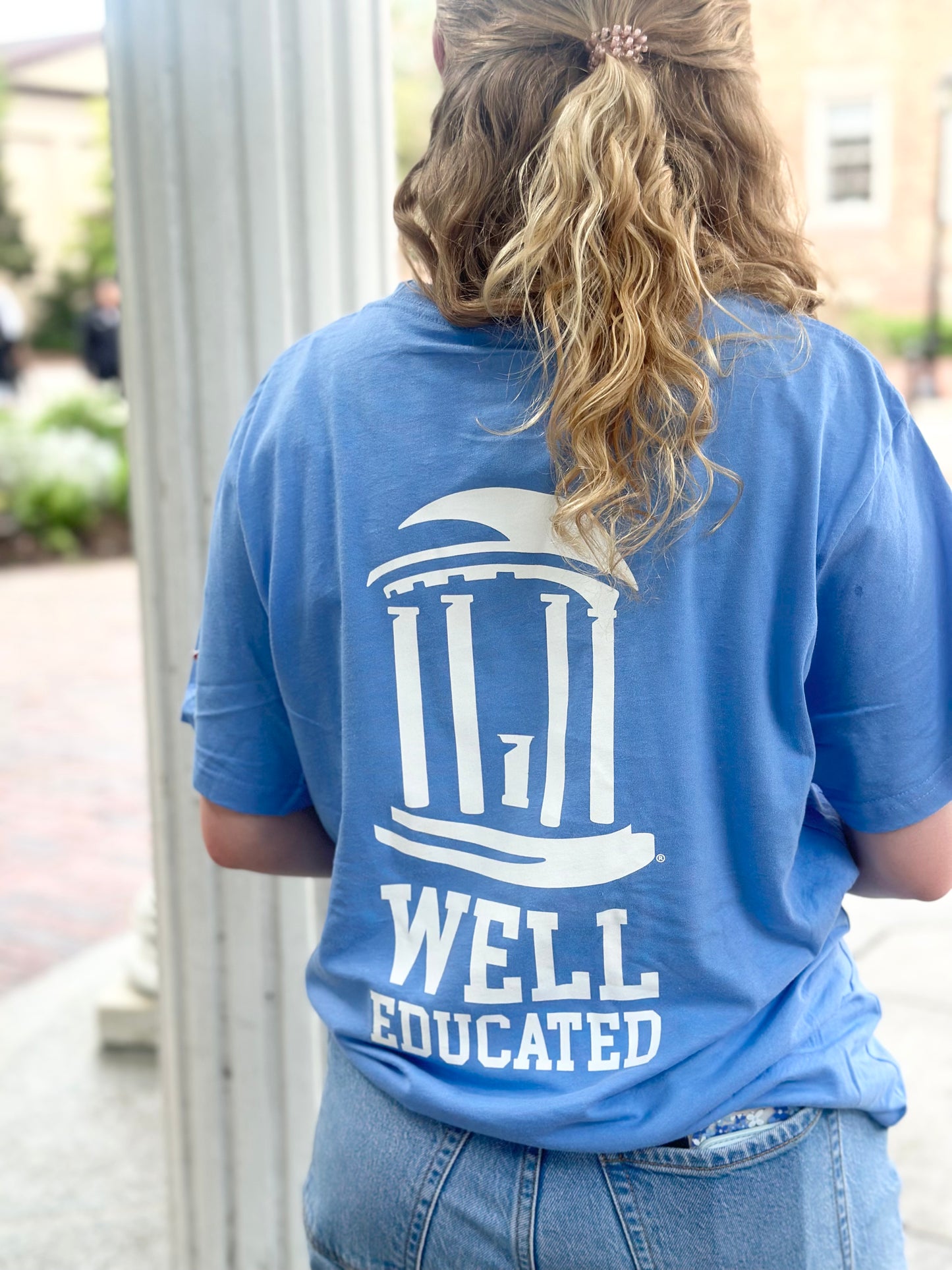 UNC Old Well Educated T-Shirt by League in Carolina Blue