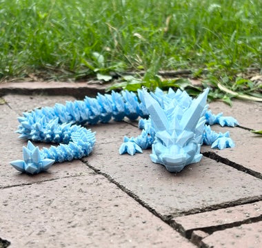 Large Light Blue 3D Printed Dragon - Detail View - Karma Train 3D Printing
