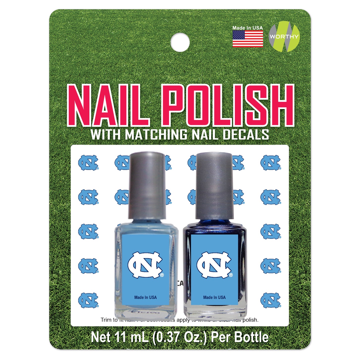 UNC Tar Heels Nail Polish and Manicure Stickers Set