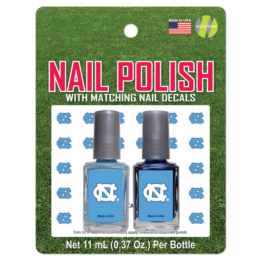 UNC Tar Heels Nail Polish and Manicure Stickers Set