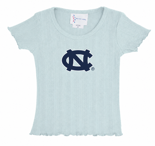Carolina Tar Heels Toddler Tee with Ruffles - Main View - Two Feet Ahead