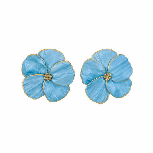 Light Blue Poppy Flower Stud Earrings