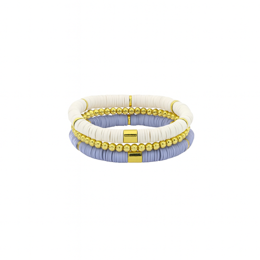 Light Blue and White Game Day Bracelet Stack