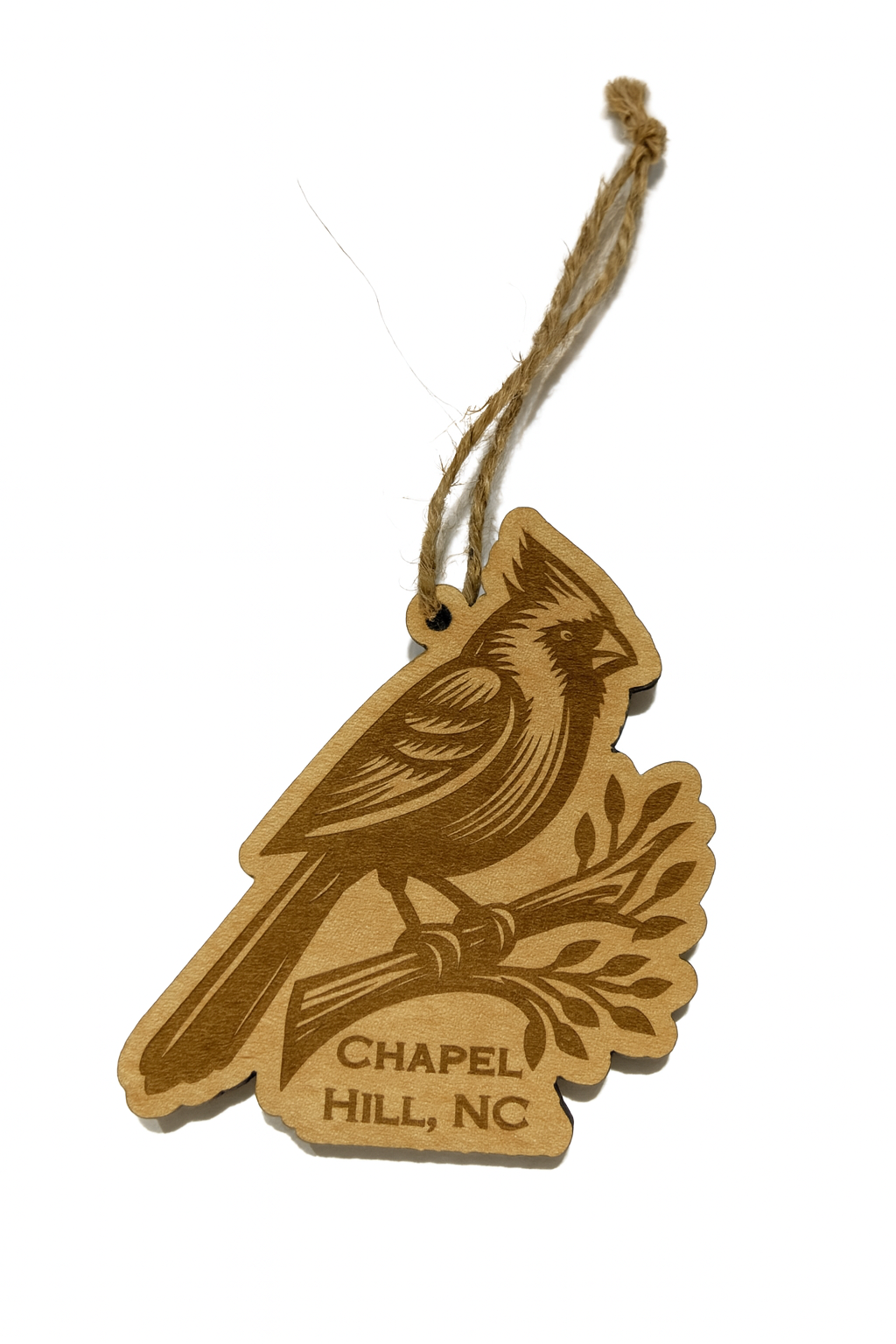 Chapel Hill Cardinal Wooden Christmas Ornament
