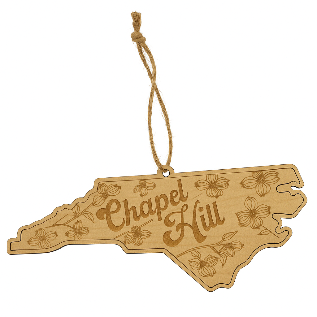 Chapel Hill NC State Wooden Christmas Ornament