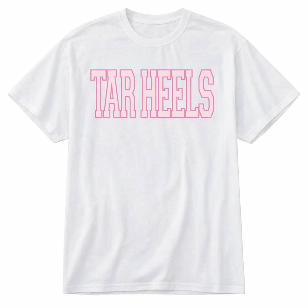 Tar Heels in Pink Oversized White T-Shirt
