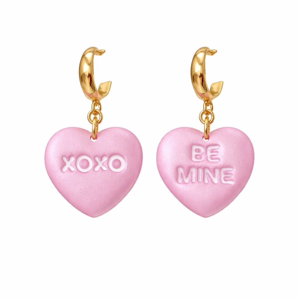 Pink Conversation Heart Earrings