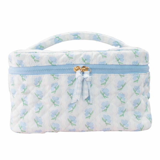 Quilted Cosmetic Bag - Blue Belle Floral