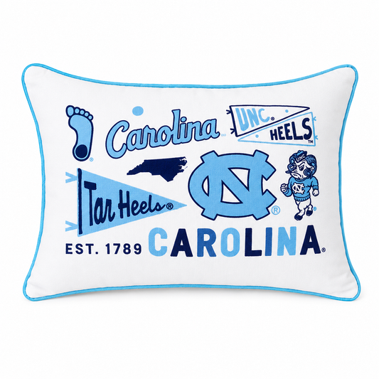 North Carolina Collegiate Cluster Pillow - Main View - Little Birdie Home