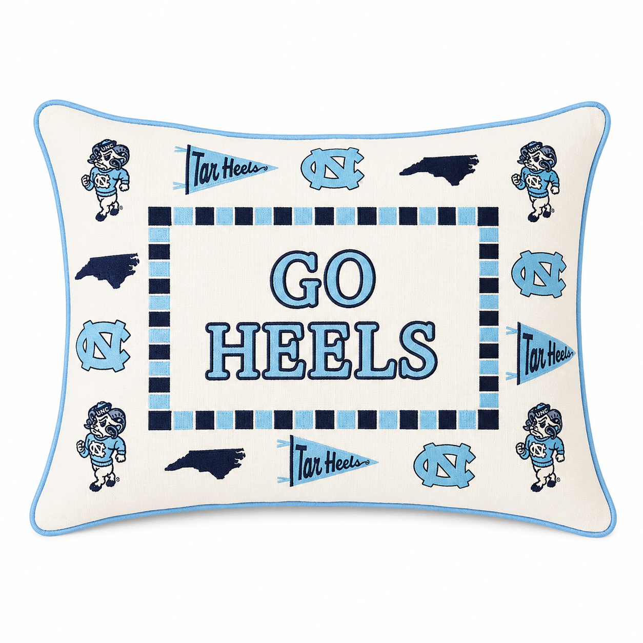North Carolina Collegiate Icon Border Pillow