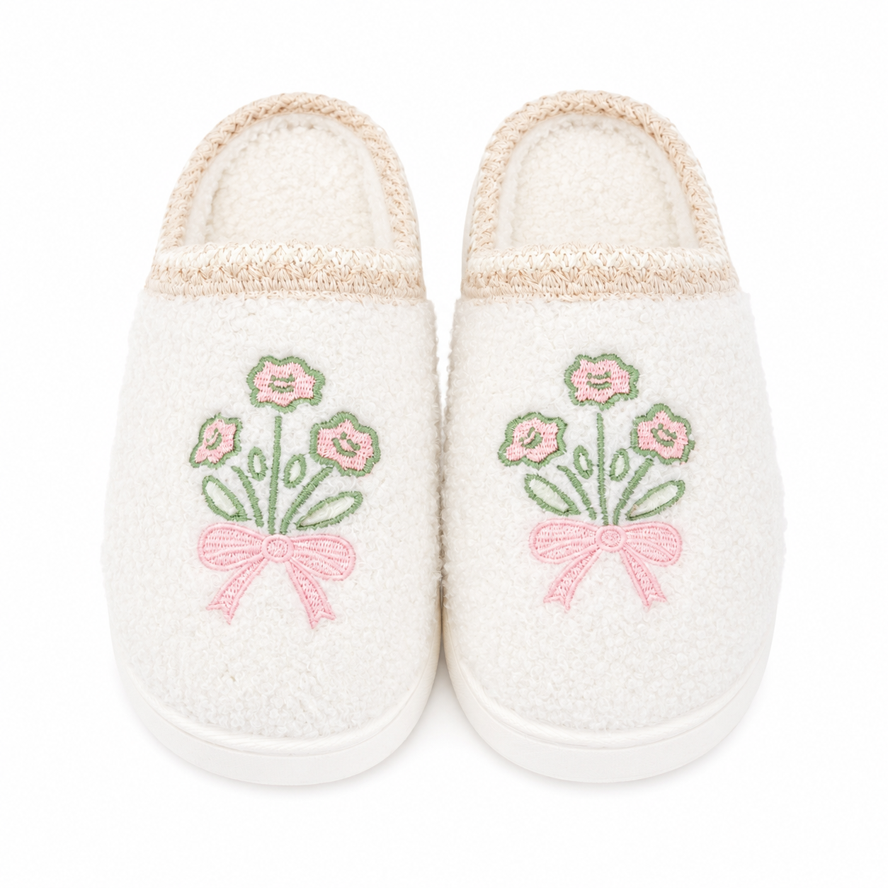 Patchwork Floral Platform Sole Embroidered Slippers