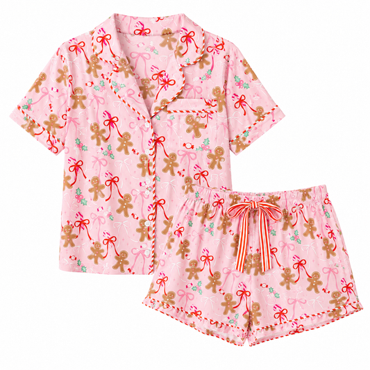 Gingerbread Bows - Christmas Sweets Pajama Set - Main View - Rock Paper Scissors
