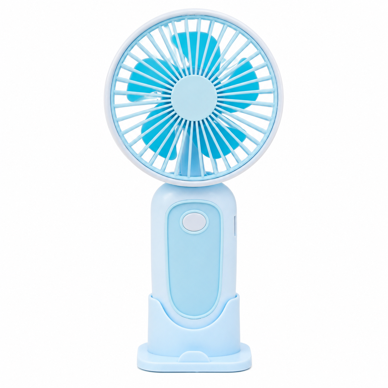 Light Blue Hand Fan & Stand