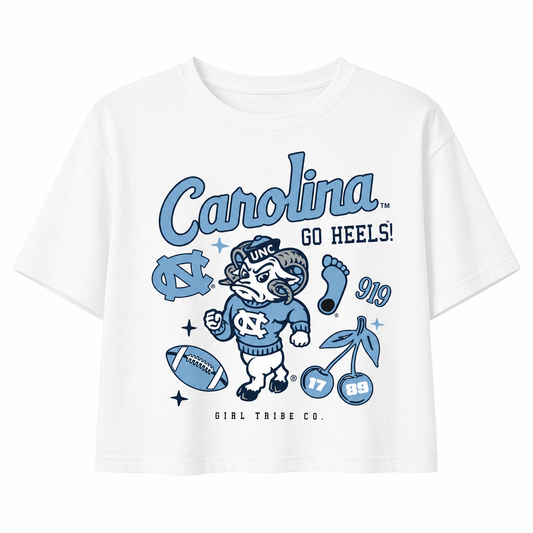 Chapel Hill Campus Boxy Crop Tee - Main View - Girl Tribe Co