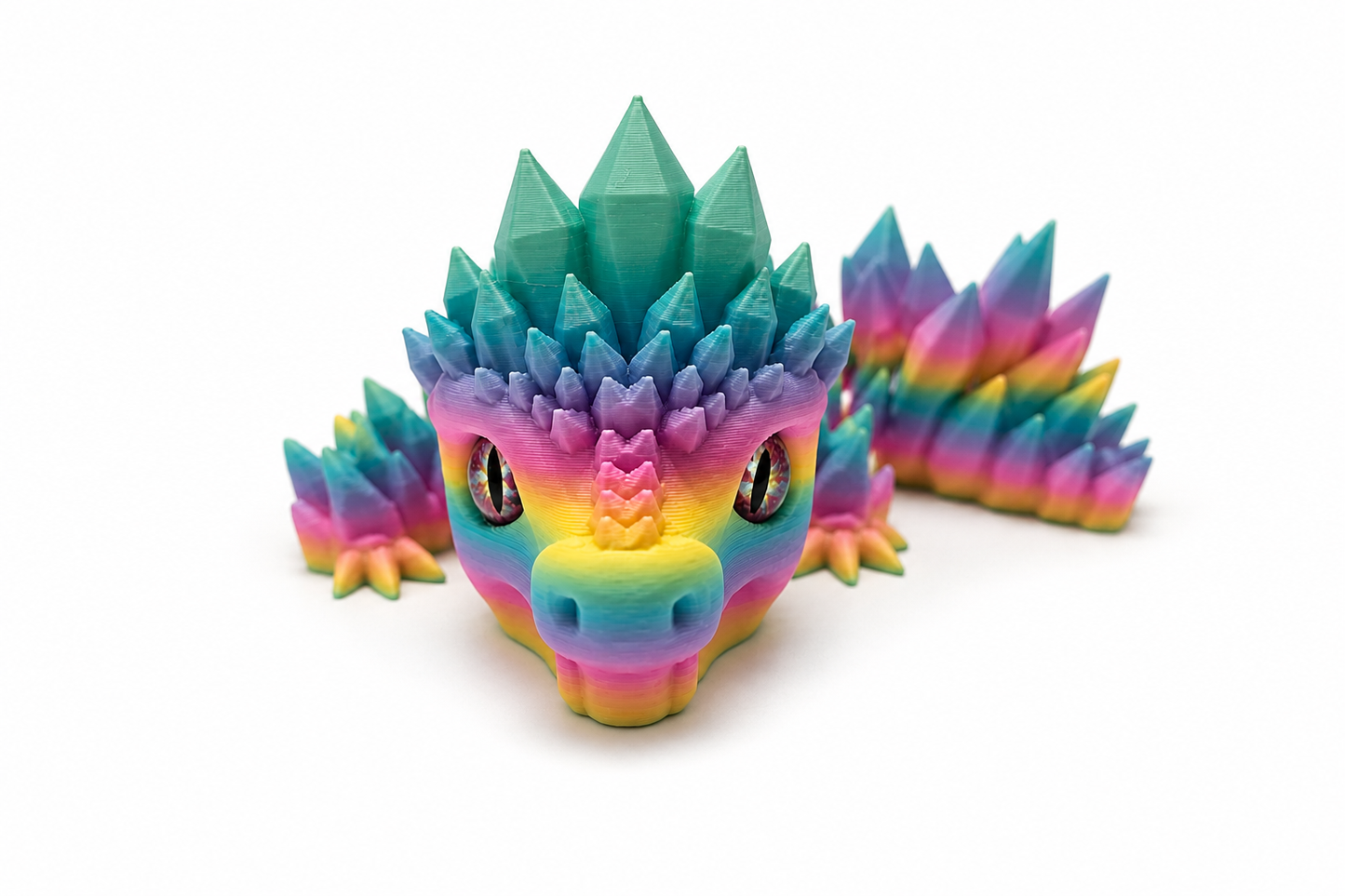 3D Printed Small Rainbow Sherbert Chunky Dragon