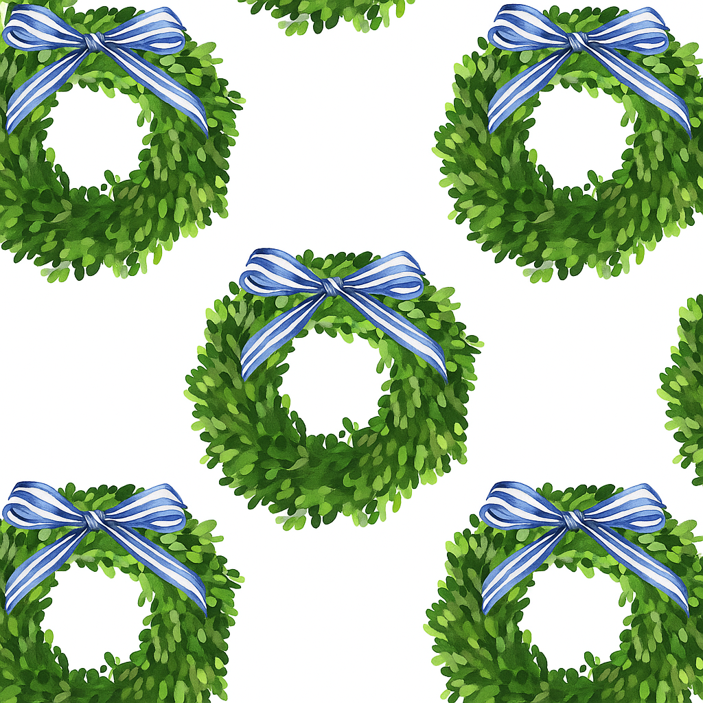 Continuous Roll Gift Wrap | Boxwood Wreath