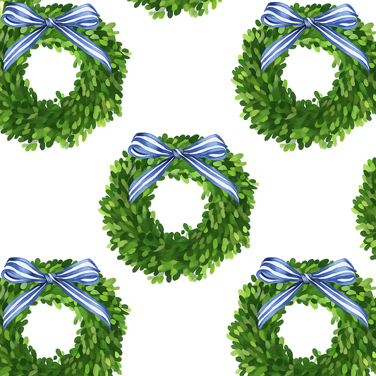Continuous Roll Gift Wrap | Boxwood Wreath - Main View - WH Hostess Social Stationery