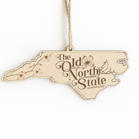 Old North State NC Wooden Christmas Ornament