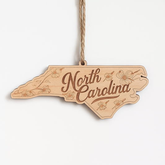 North Carolina NC Wooden Christmas Ornament