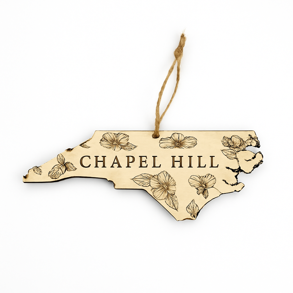 Chapel Hill NC Dogwood Wooden Christmas Ornament
