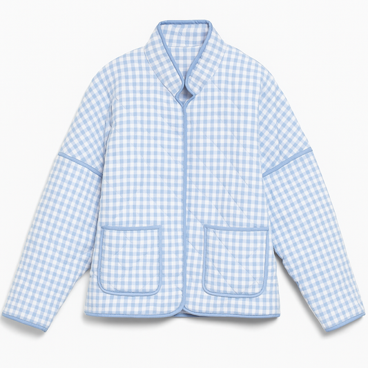 Quilted Plaid Puff Jacket with Pockets