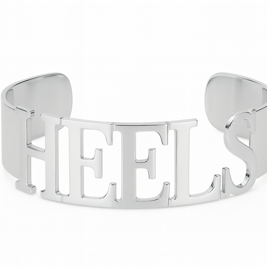 HEELS Bangle Cuff Bracelet in Silver
