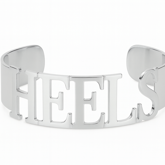 HEELS Bangle Cuff Bracelet in Silver