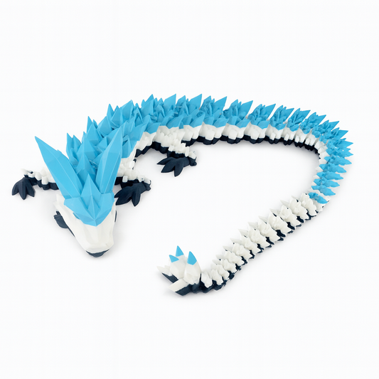 Multi-Color Blue, Navy, and White 3D Printed Dragon