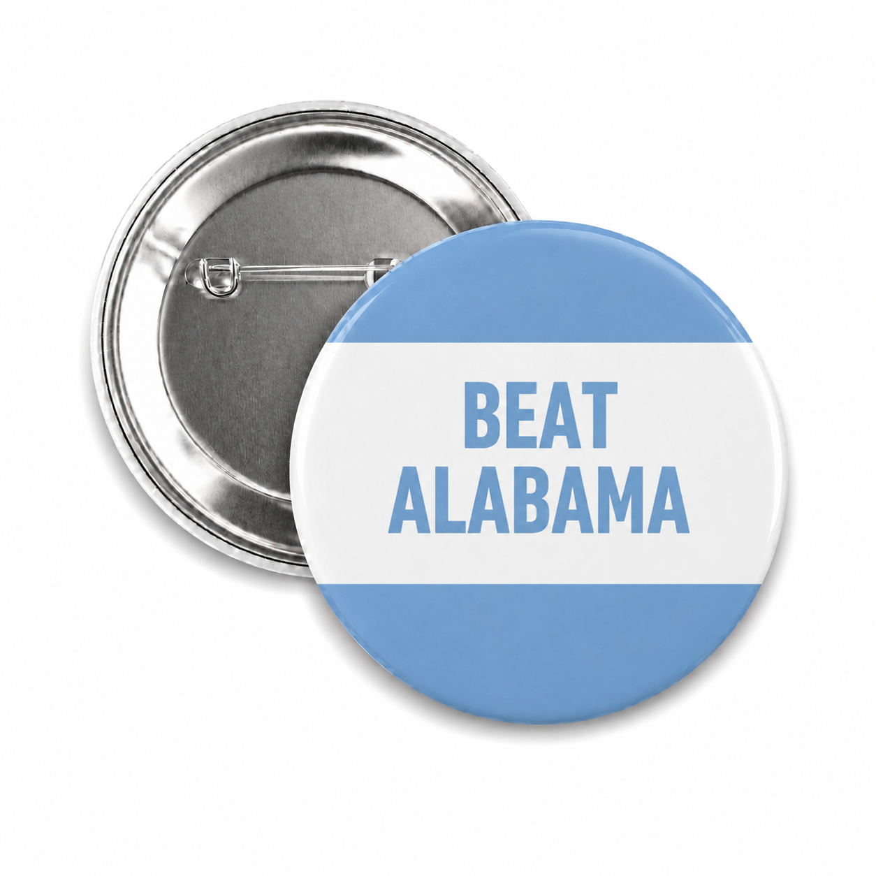 SHB Beat Alabama Button Pin for Carolina Fans - Main View - Shrunken Head