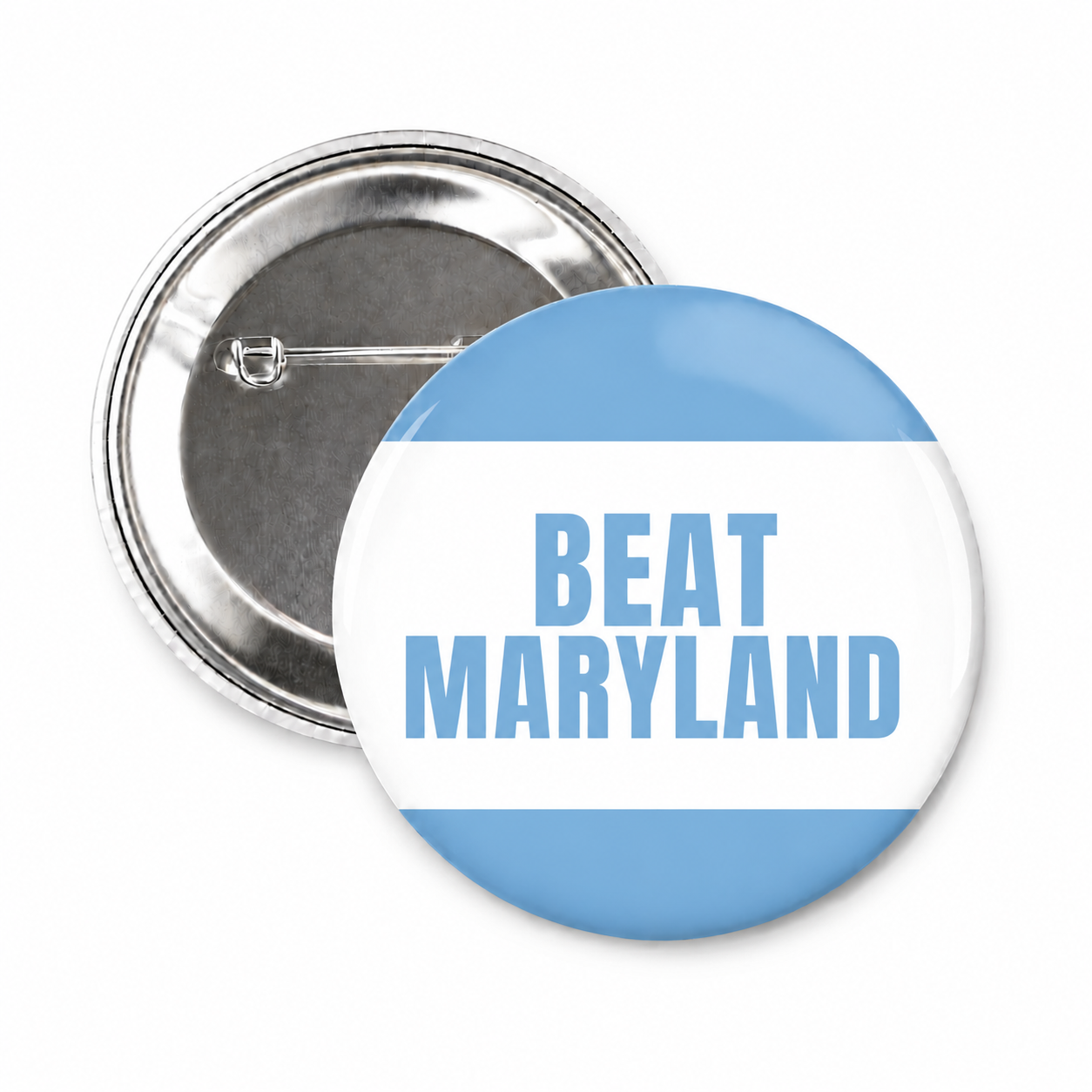 SHB Beat Maryland Button Pin for Carolina Fans - Main View - Shrunken Head