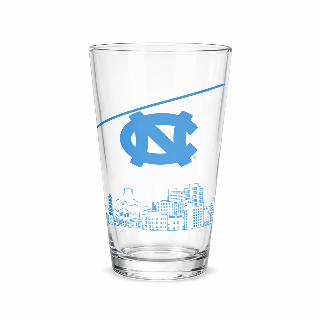 North Carolina Tar Heels Cityscape 16 oz Pint Glass