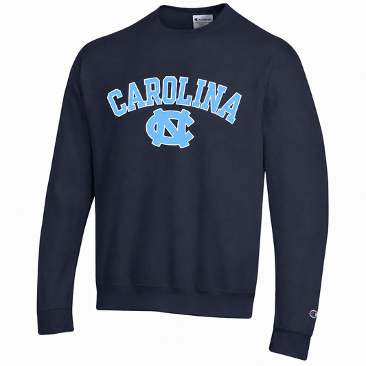 UNC Basic Navy Crewneck Sweatshirt by Champion - Main View - Champion