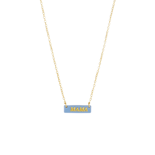 Carolina Blue MAMA Bar Necklace