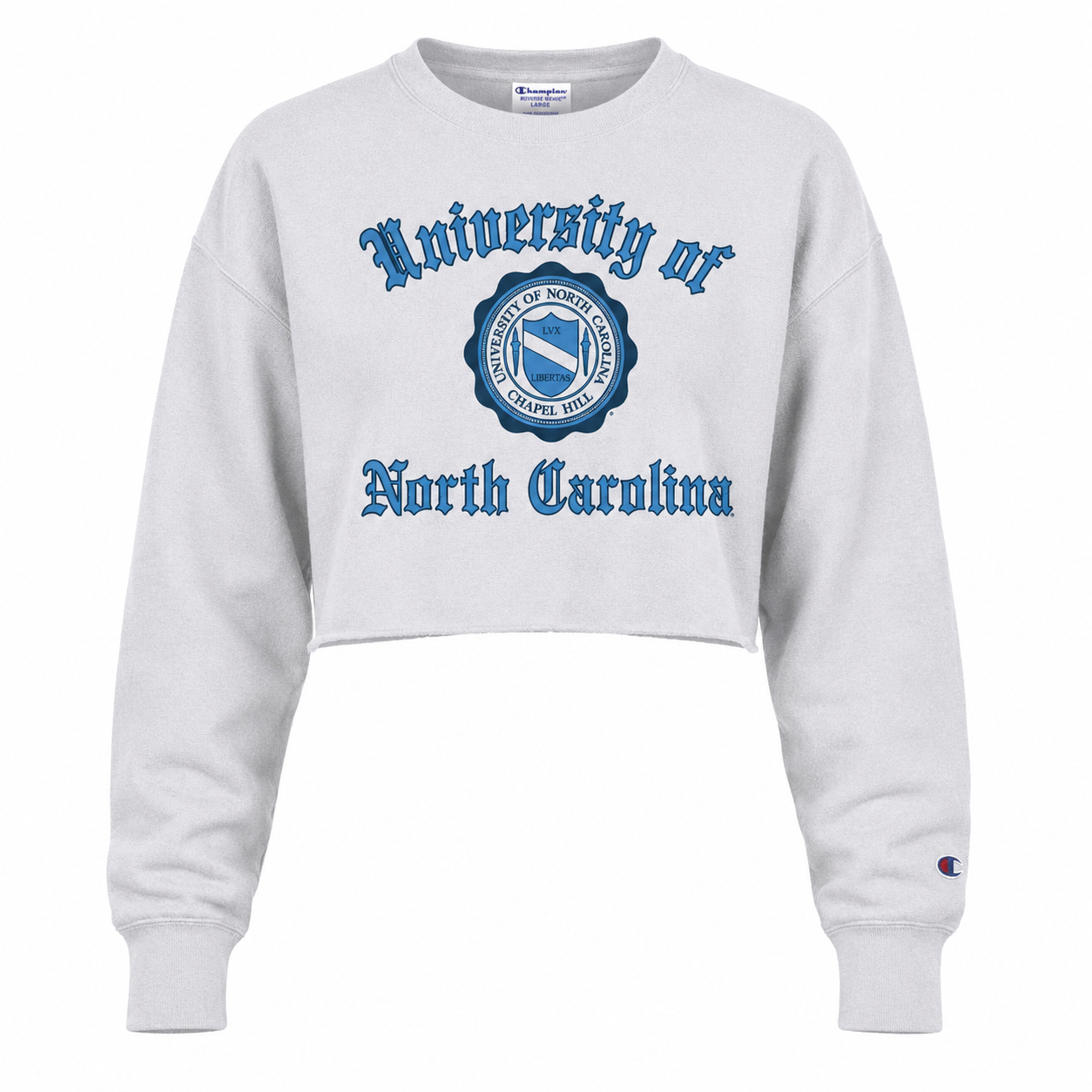 UNC Vintage Crewneck Cropped Sweatshirt - Reverse Weave with Seal - Main View - Champion