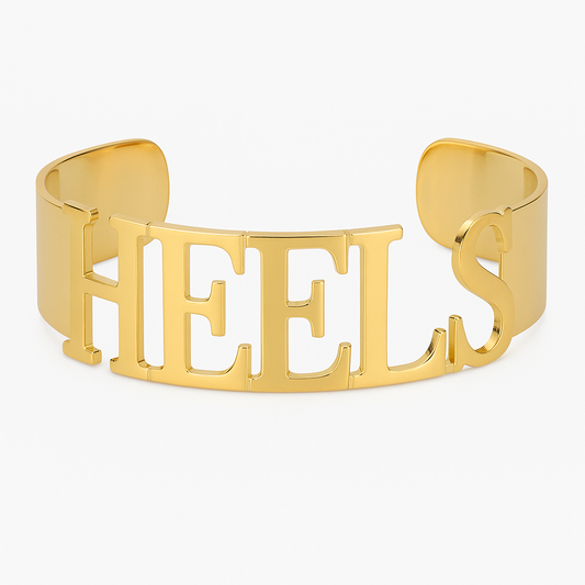 HEELS Bangle Cuff Bracelet in Yellow Gold