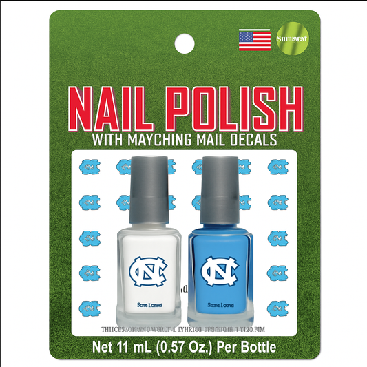 UNC Tar Heels Nail Polish and Manicure Stickers Set