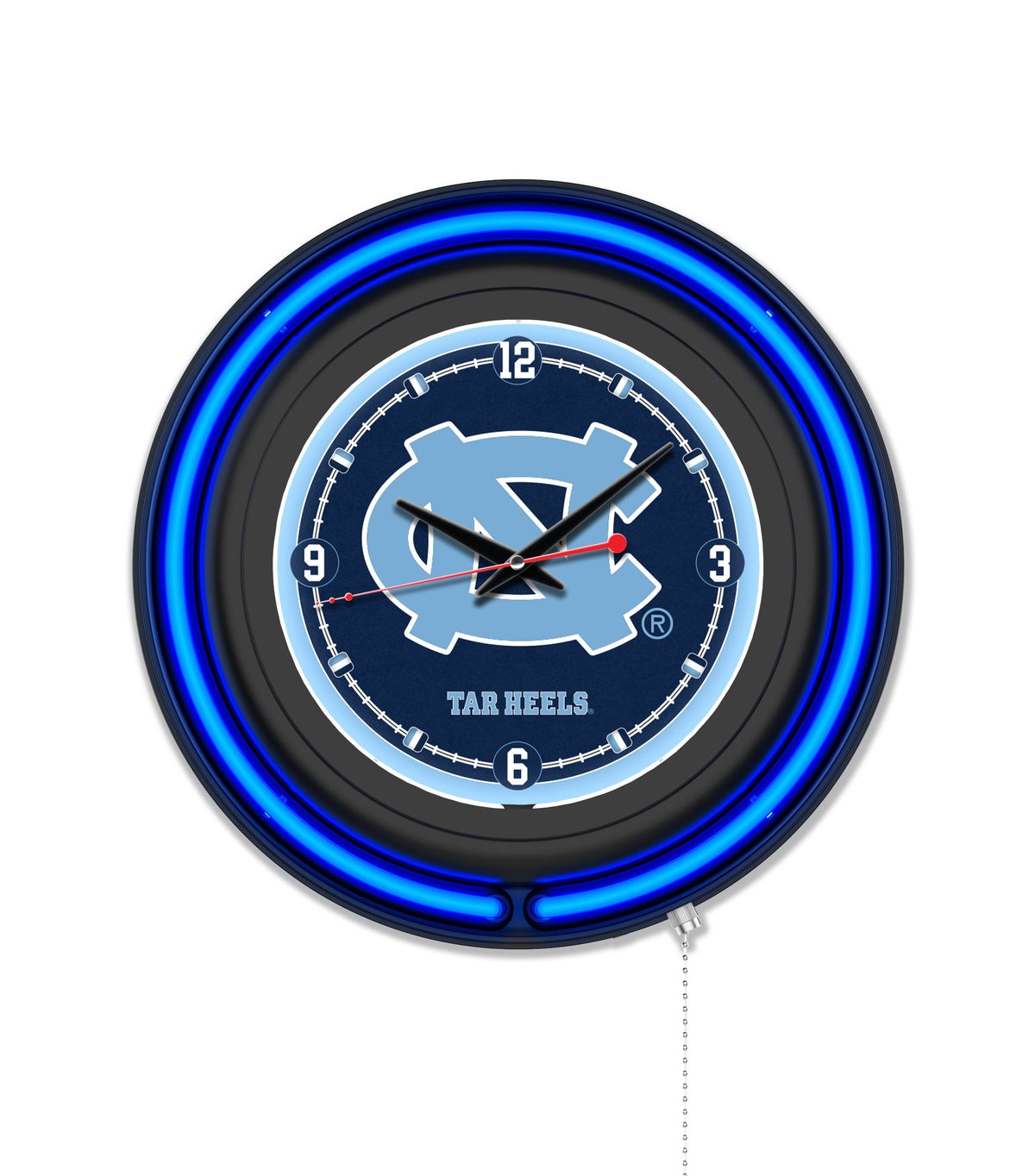 University of North Carolina Black Case Neon Clock