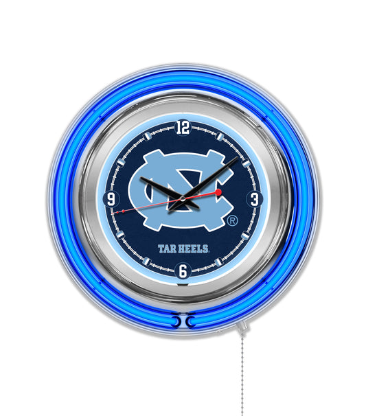 15" North Carolina Tar Heels Neon Clock - Main View - Holland Game Room